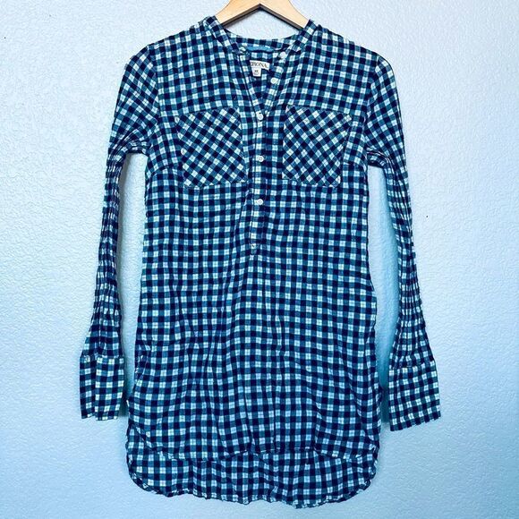 Merona Navy Blue Plaid Light Tunic Top Dress XS - Picture 1 of 4